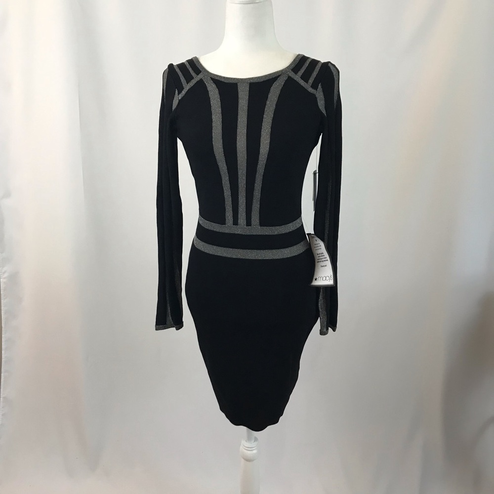 Black knitted dress with accent stripes (206-207)
